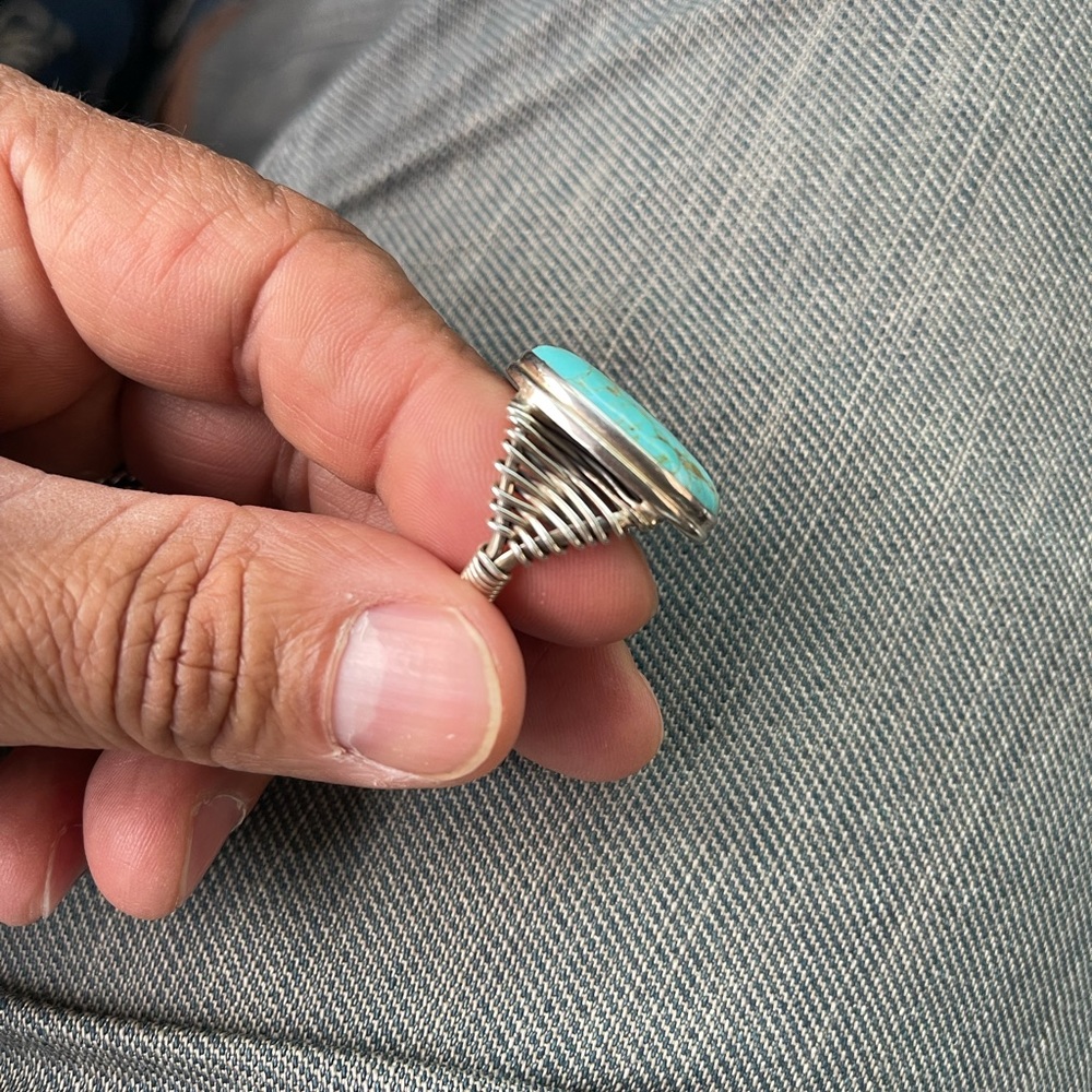 Solid Starling Silver Ring With Precious Blue Sto… - image 4